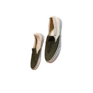 Old Navy Canvas Shoes Loafers Size 9 Green Cream Slip-On Cabincore Skater